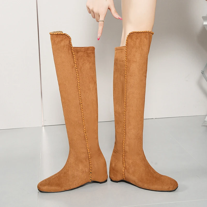 أحذية نسائية طويلة الساق مقاس كبير 2025 متعددة الاستخدامات ورقيقة وعالية الساق للخريف والشتاء فوق الركبة أحذية قابلة للتمدد #6