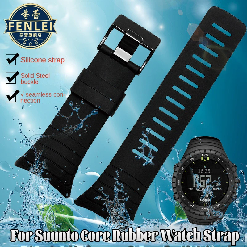 

Smart Silicone Watchband For SUUNTO CORE series High Quality silicone Rubber Watch Strap outdoor sport Waterproof Wristband 35mm