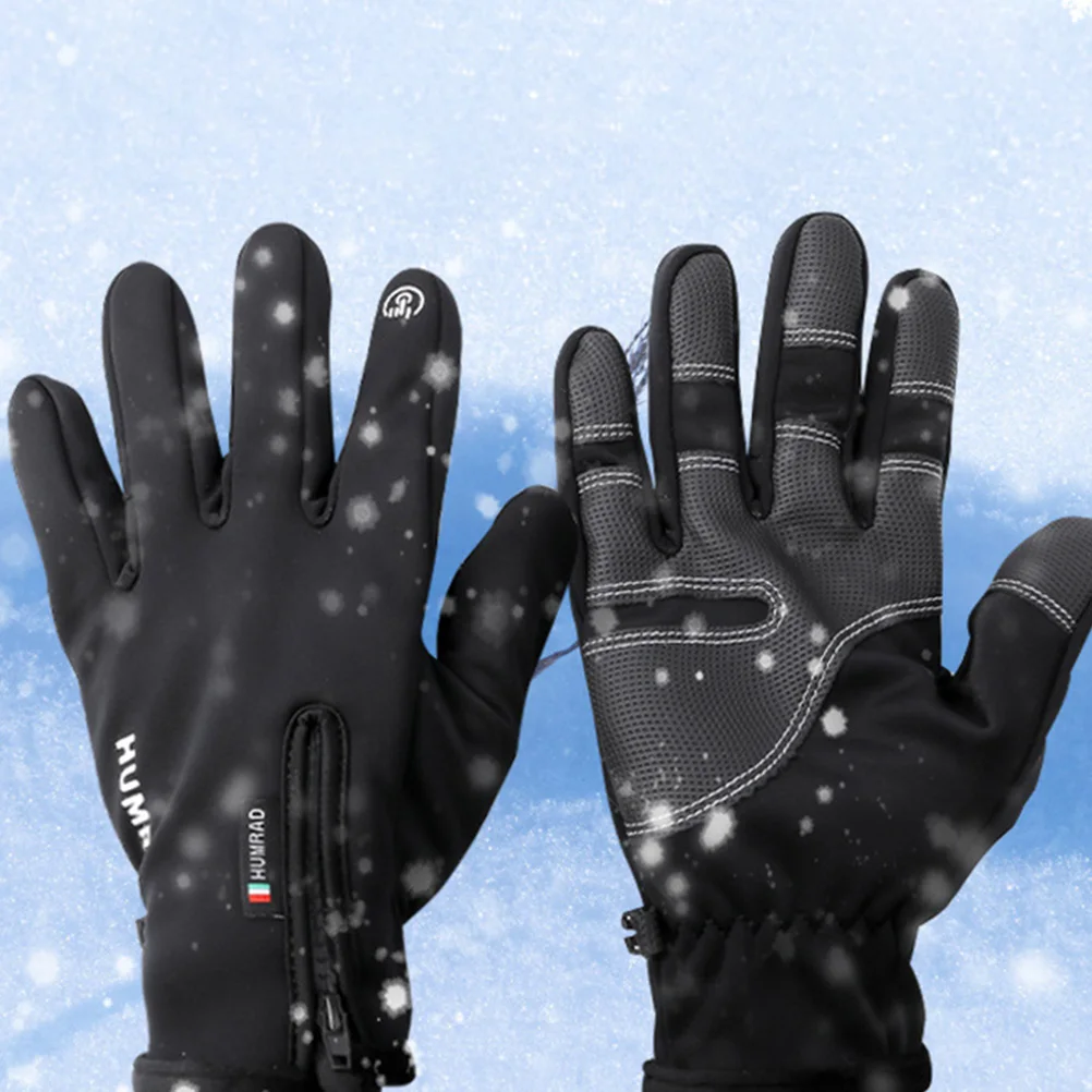 1 Pair Cycling Winter Gloves For Men Touch Screen Outdoor Fleece Warm Full Finger Motorcycle Gloves Waterproof Windproof Mittens