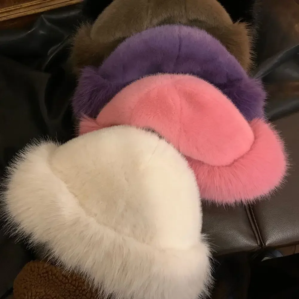 1 Zestaw Ciepła Zimowa Czapka i Szaliki Puszysty Futrzany Kapelusz Rybacki dla Kobiet Pluszowy Szalik Ochraniacz na Szyję Jednolity Kolor Futrzana Czapka Ocieplacz na Szyję