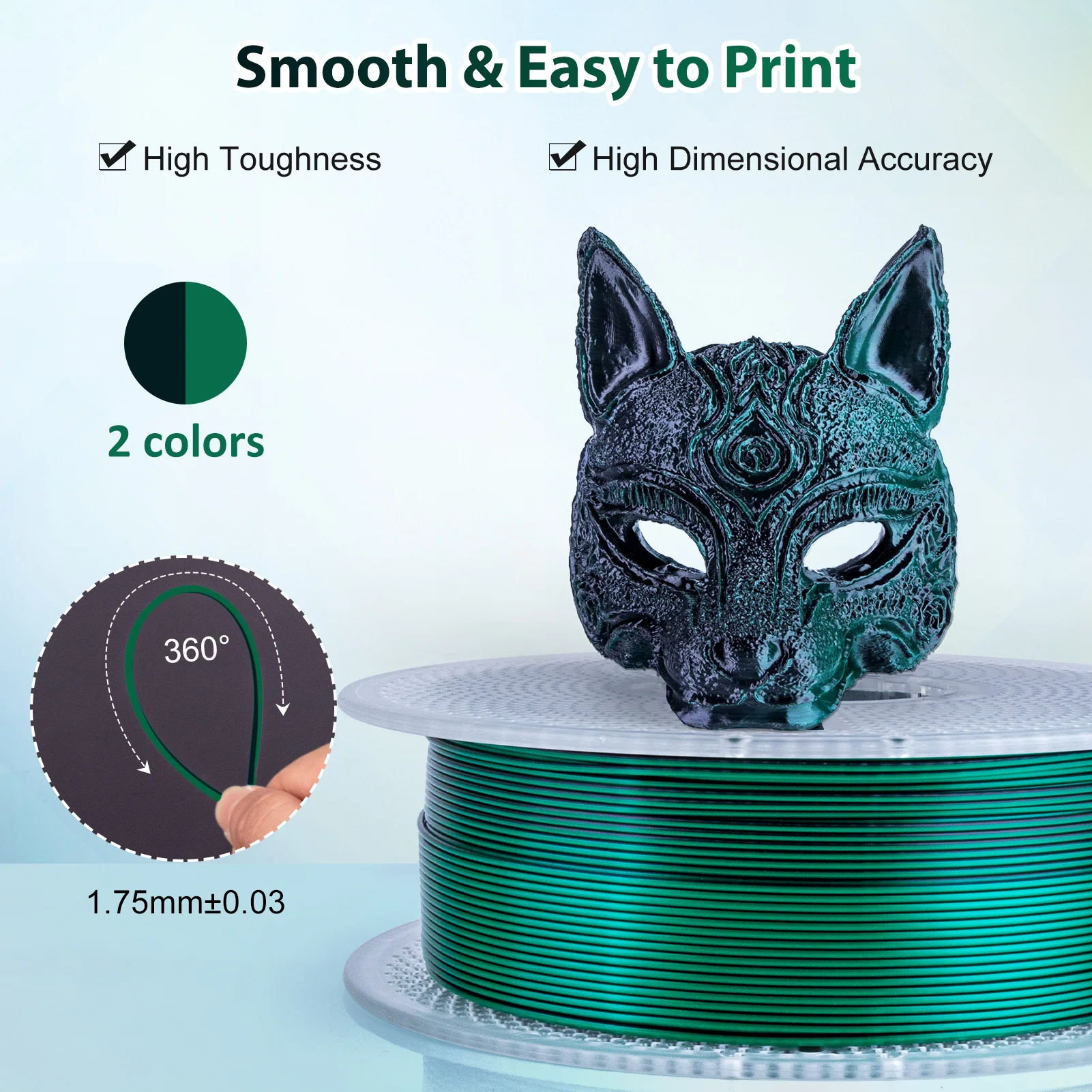Silk PLA Filament 1.75mm±0.03mm, Shiny 3D Printer Filament 1kg(2.2lbs),Silky Surface Easy to Print 3D Printer Filament