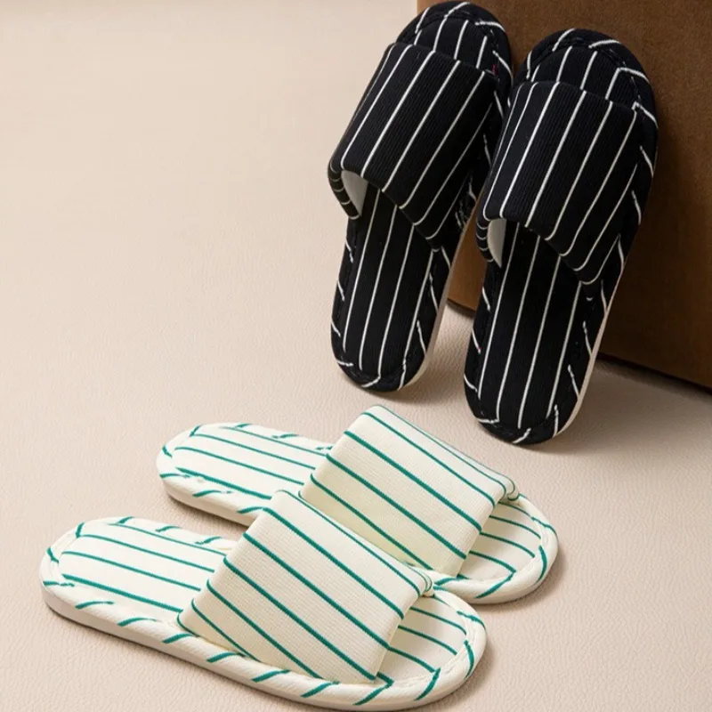 New  Breathable Home Women's Slippers Cotton Women's Sandals Casual Flats Couples Indoor Bedroom Slides Non-Slip Floor Man Shoes