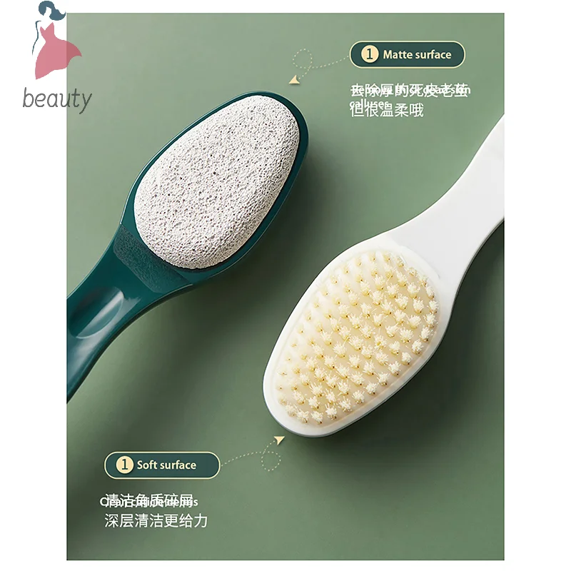 Pumice Stone Foot Brush para Unisex, purificador com alça, pés esfoliantes, removedor de pele morta, escova de massagem, pedicure Tool 2 em 1