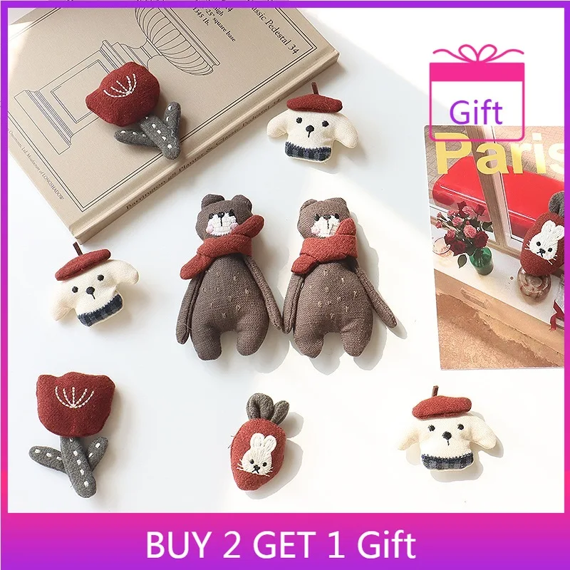 Bunny Brooch Red Scarf Bear Tulip Pin Cute Animal Themed Hair Accessories for Women Girls Hair Clip Garment Accessories