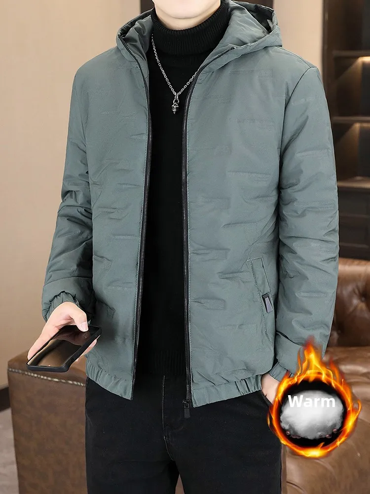 

Men's Winter Thiened Cotton Jaet down Feather Warm Faionable High-End Feeling Autumn Winter Sle Anti-Cold Cotton Coat