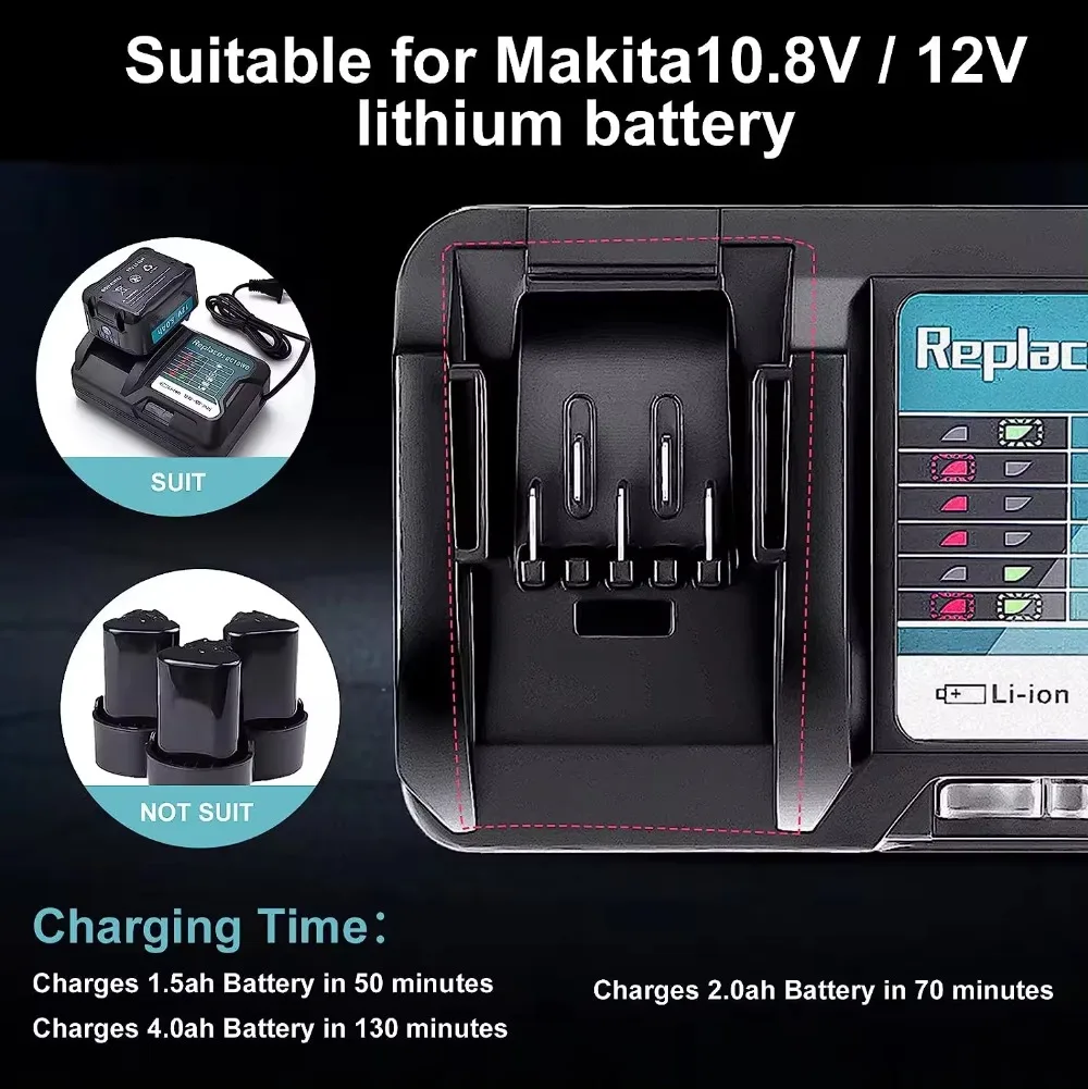 Imagem -06 - Carregador de Substituição para Makita Bateria Ferramentas sem Fio Dc10wd 10.8v 12v Bl1016 Bl1040b Bl1015b Bl1020b Bl10dc10sa Cl107fdwm