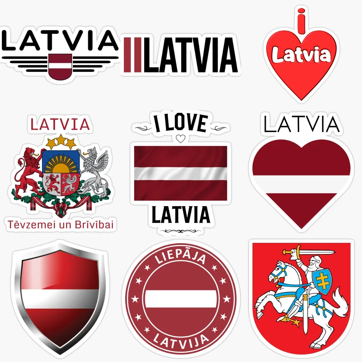 

Latvia Flag Map National Emblem Creative PVC Sticker for Decorate Car Van Helmet Window Fridge Wall Decal Accessorie
