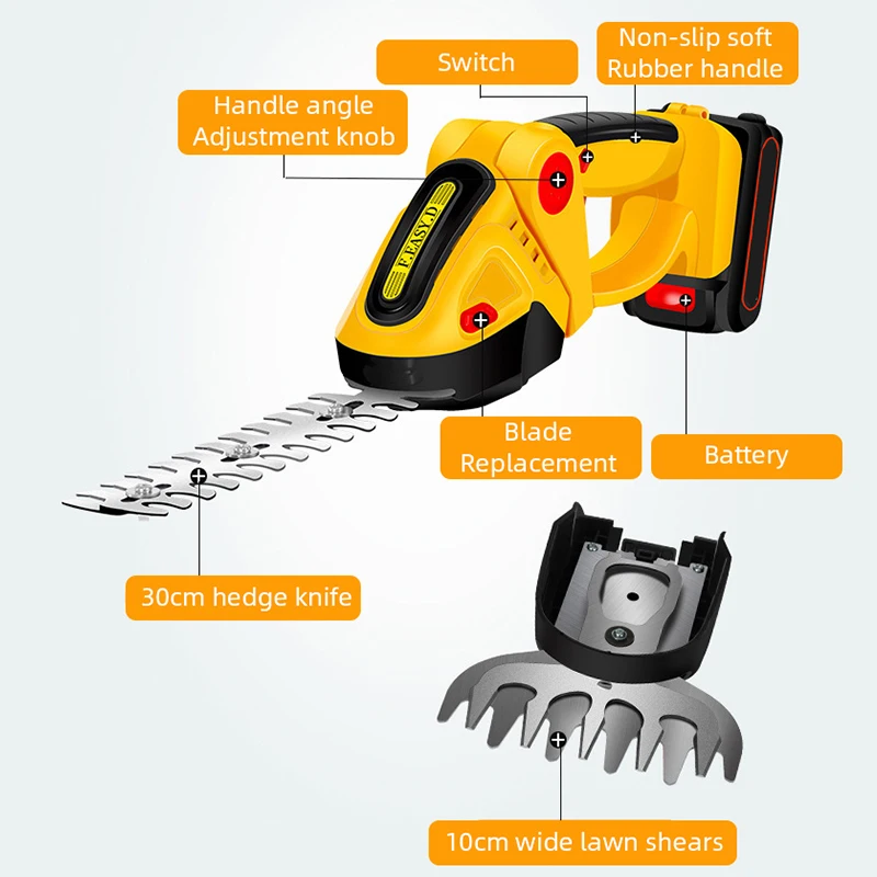 Imagem -06 - Elétrica Cordless Hedge Trimmer Household Lawn Mower Ferramentas de Jardim Bateria Recarregável Weeding Shear Podar Mower 36v em 1