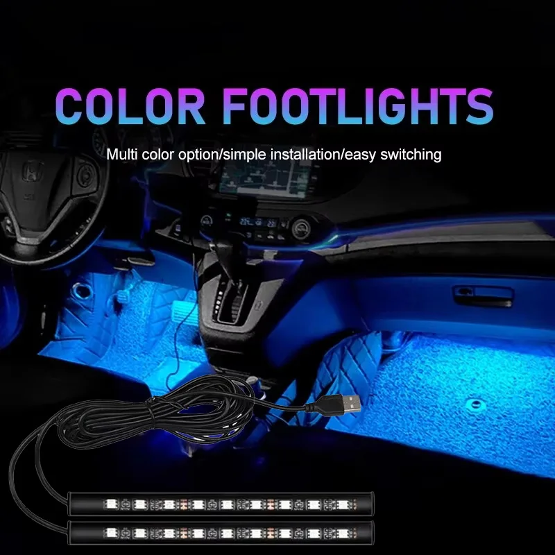 Car Neon LED Car LED Interior Lights Floor Foot Atmosphere Neon Decorative Strips Light with Car Plug Car Interior Accessories