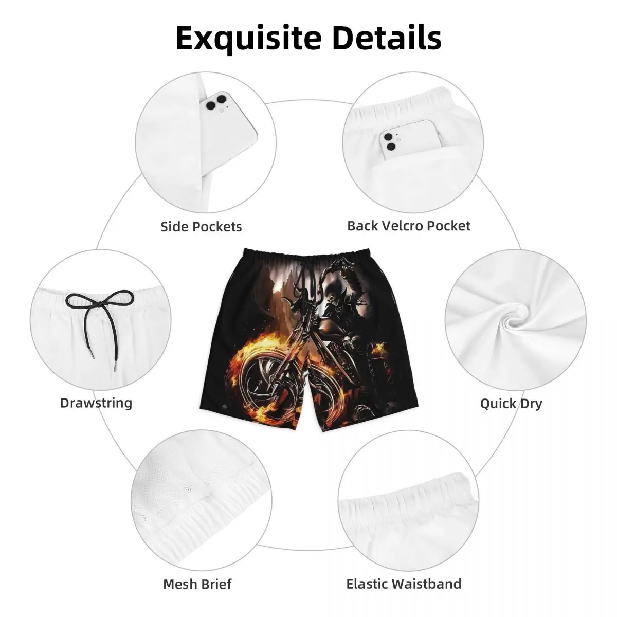 Summer Board Shorts Male Retro Skull Horror Hip Ho Sportswear 3d Punk Board Short Pants Classic Quick Dry Swim Trunks Plus Size