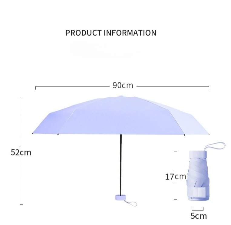 Mini Portable Travel Umbrella UPF 50+ - Folding Sun & Rain Umbrella 6 Ribs,Small Lightweight Pocket Parasol for  Women Men