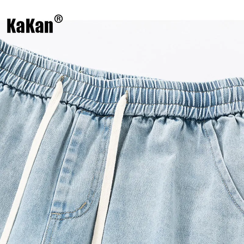 Kakan - Summer New Denim Shorts Men's Wear, Gradient Wash Old High Street Casual Capris Jeans K24-BK1506