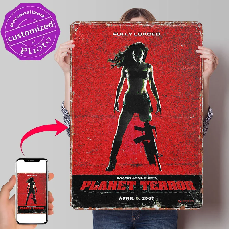 Planet Terror 3D Texture Printed Poster Custom Vintage Metal Tin Plate Sign for Wall Art Luxury Decoration Home Decor Ornaments