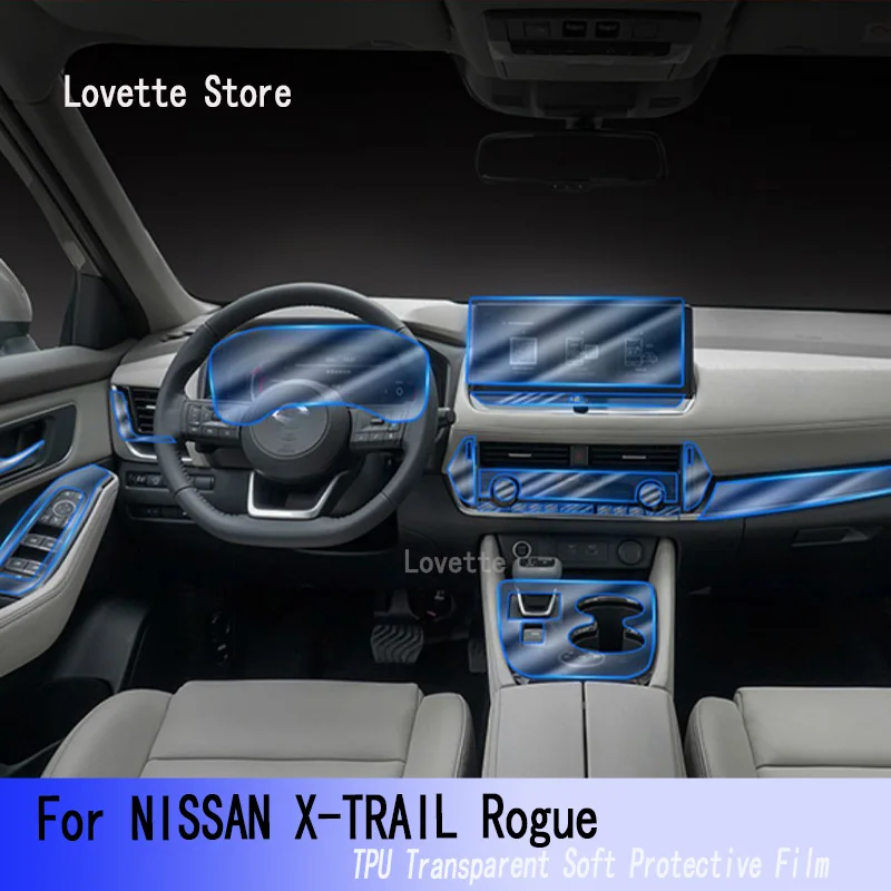 For NISSAN X-TRAIL Rogue(2022)-Interior Center Console Transparent TPU Protective  Anti-scratch Repair Film  Refit