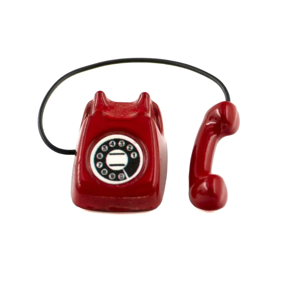 1/12 Dollhouse Miniature Accessories Mini Metal Fixed Telephone Simulation Vintage Phone Toy for Doll House Decoration ob11