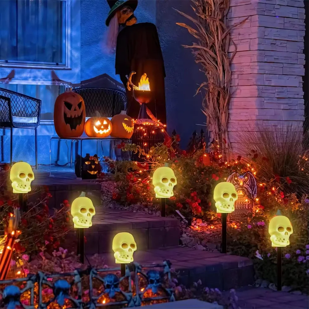 

Skull Pillar Light / Skull Head Lamp — Ideal for Lighting Up Halloween Parties and Gardens