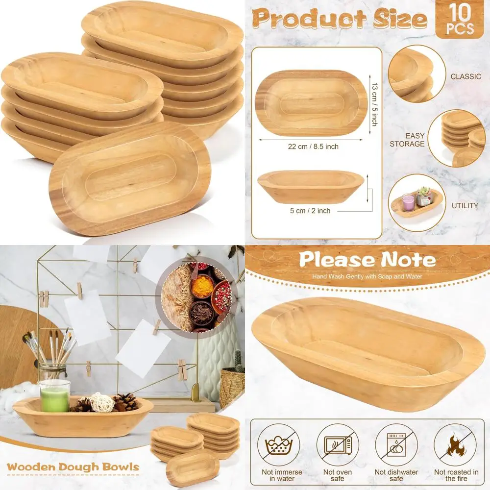 

Набор деревянных мисок для теста 8,5 дюймов из 10 штук для деревенских свадеб, поделок своими руками, изготовления свечей, декора фермерского дома и сервировки фруктов