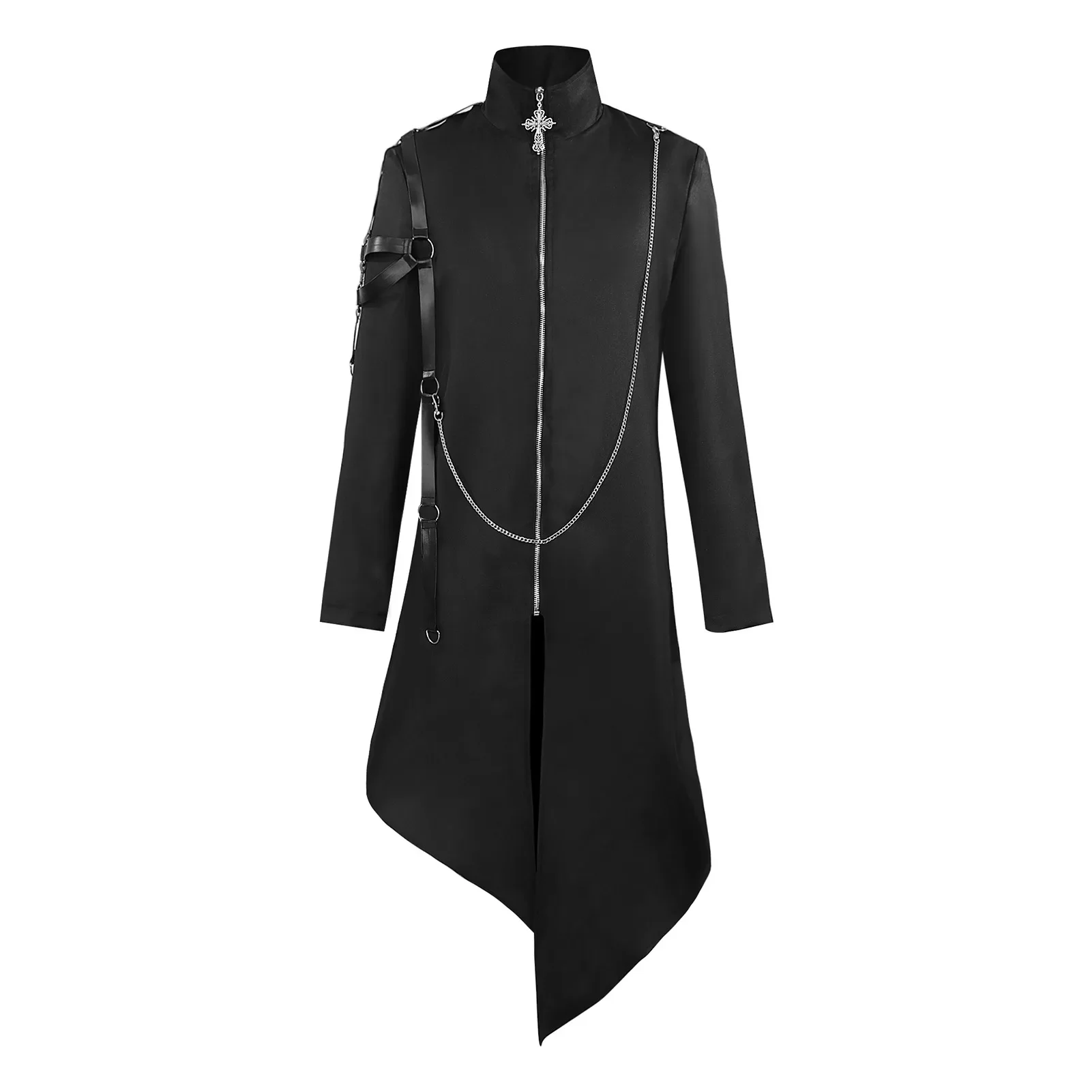 Men's2026 New Black Color Halloween Costumes Medieval Renaissance Punk Style Coat For Party Performance Retro Gothic Jackets
