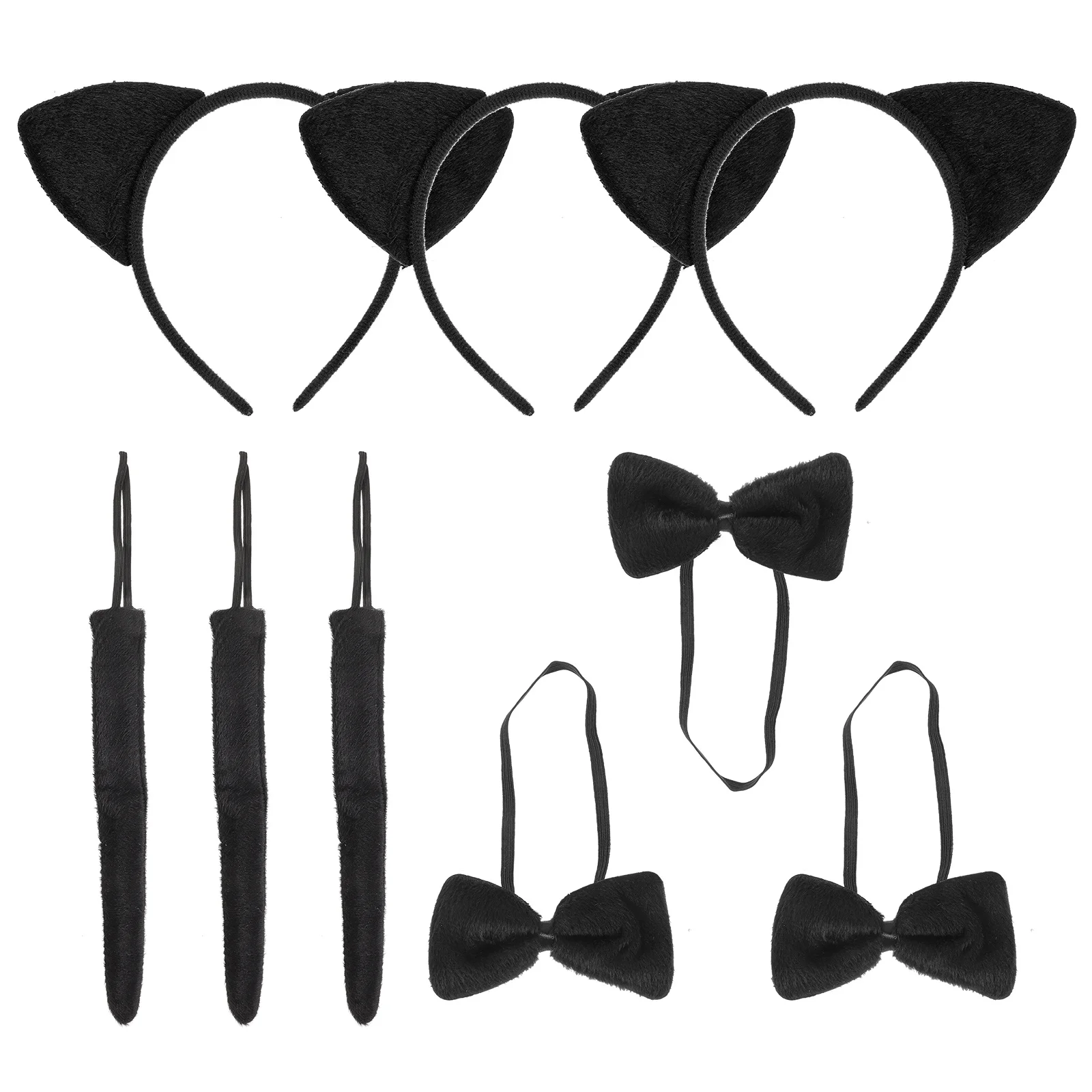 

FRCOLOR Cat Ear Headband with Bow Tie Tail Black Costume for Halloween Party Masquerade Photo Prop Accessory