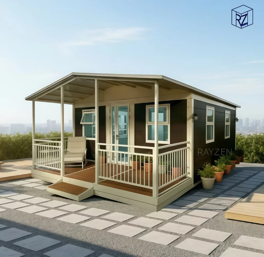 Modern Prefabricated House 30ft Solar Powered Tiny Expandable Container Home for Residential Resort RayZen
