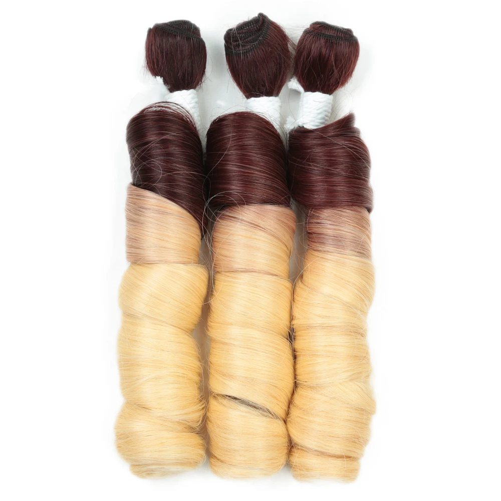 3Pcs/Lot 18inch Loose Body Wave Hair Bundles Synthetic Hair Weaving Ombre Blonde High Temperature Fiber Hair Extension