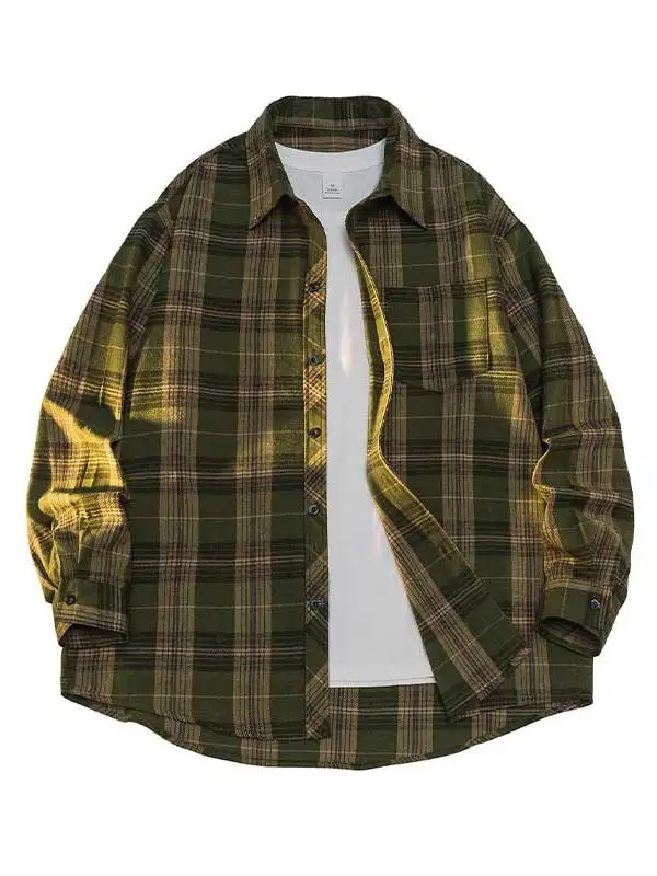 

Новая мужская рубашка в клетку 2025 года, весенне-осенняя, повседневная, с длинным рукавом, модная, брендовая, из смесового полиэстера и хлопка