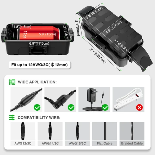 Imagen 2 del producto Caja eléctrica pequeña para exteriores, disponible en 10 opciones de color, para proteger enchufes y enchufes