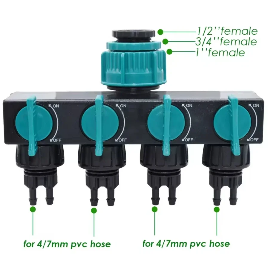 4-Way Garden Hose Splitter 3/4