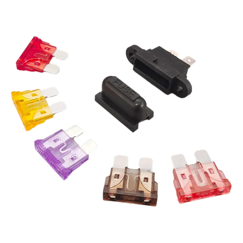 5Sets 32V 30A Blade Standard Fuse Holder Box Set With Cover Fuse Holder Box With Cover Middle Fuse for Auto Car Boat Truck