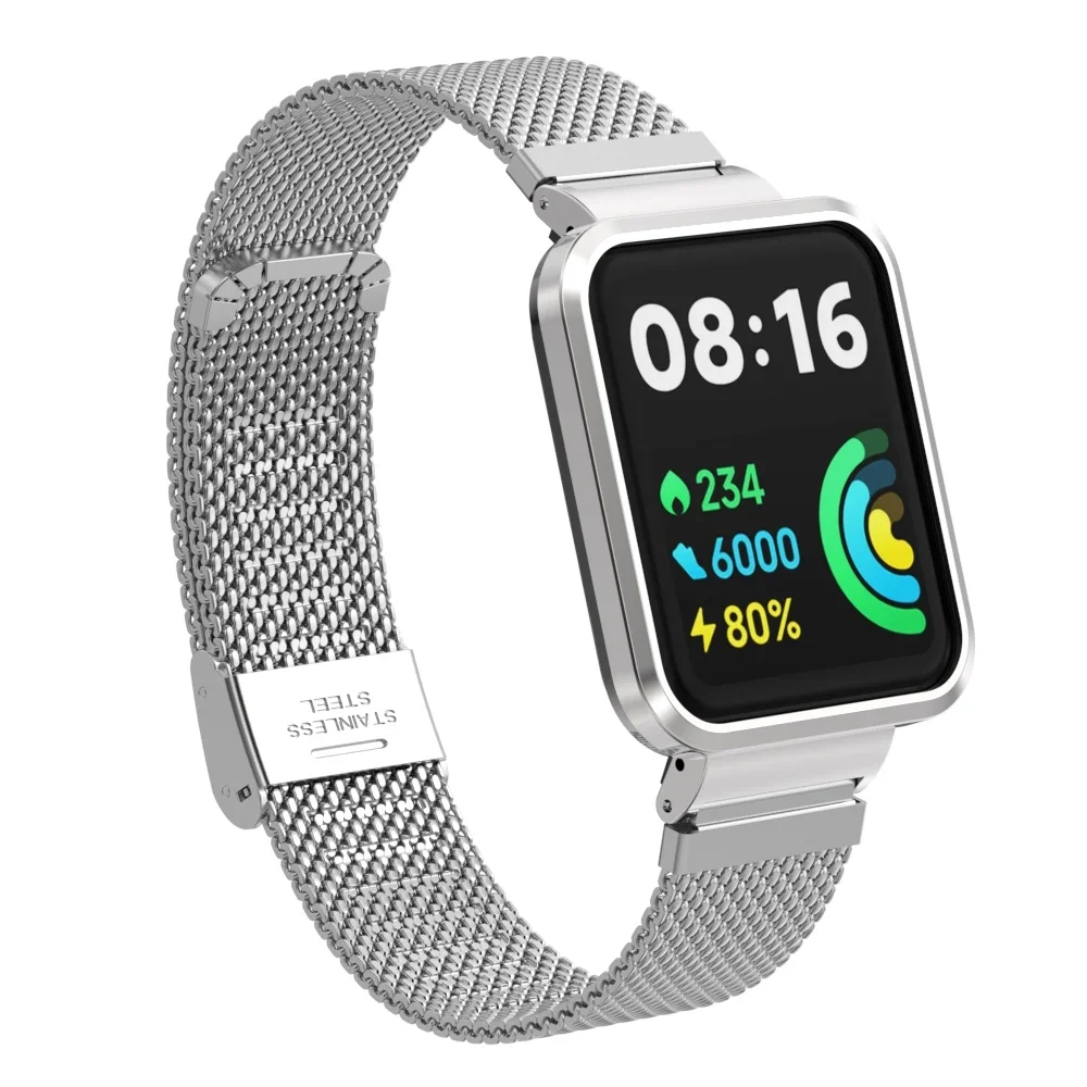 Suitable for Redmi Watch 1/2 strap, stainless steel metal, protective case one-piece strap for Redmi Watch 1/2 replacement strap