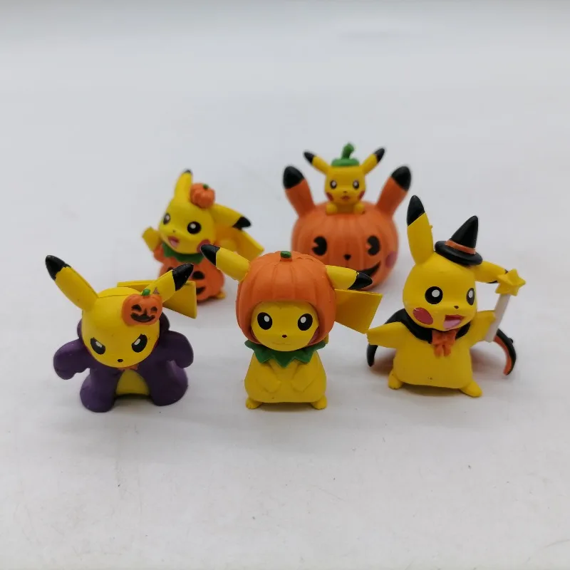 

Pokemon Halloween Decor Orange Toys 5PCS Cute Pumpkin Hat Witch Cape for Anime Party Decoration Gift Desktop Decor