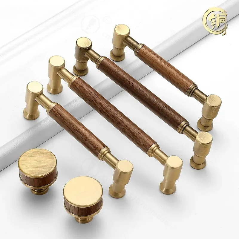 Chinese Retro Brass Cabinet Door Handle Medium Antique Walnut Drawer Coffee Table Wardrobe Wine Shoe Cabinet Hardware Pull