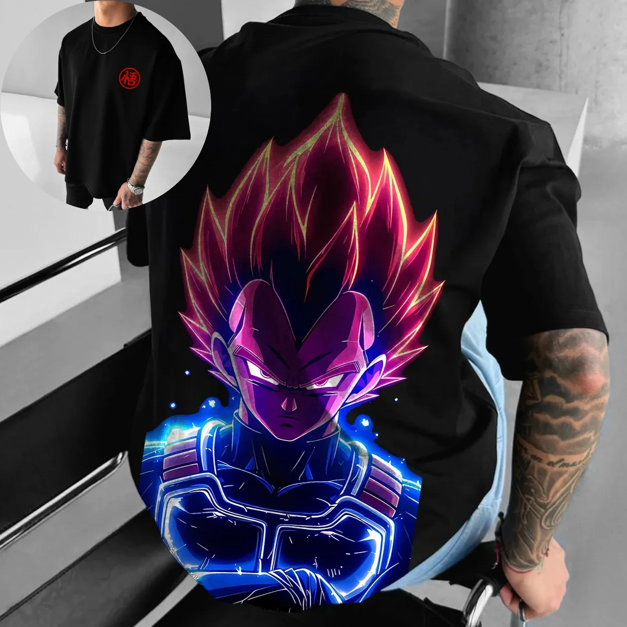 لعبة دراغون بول أنيمي الإبداعية اللون تي شيرت مطبوع 2025 الرجال الخريف/الشتاء جديد عادية الهيب هوب فضفاض الوالدين الطفل قصيرة الأكمام