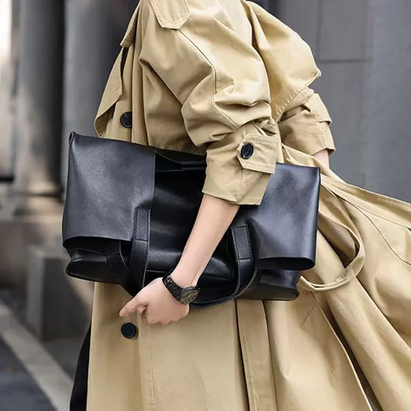 Genuine Leather Women\'s Bags New Korean Version Of The Handbag Casual Large Capacity  Shoulder Pack Niche Design Fashion Style
