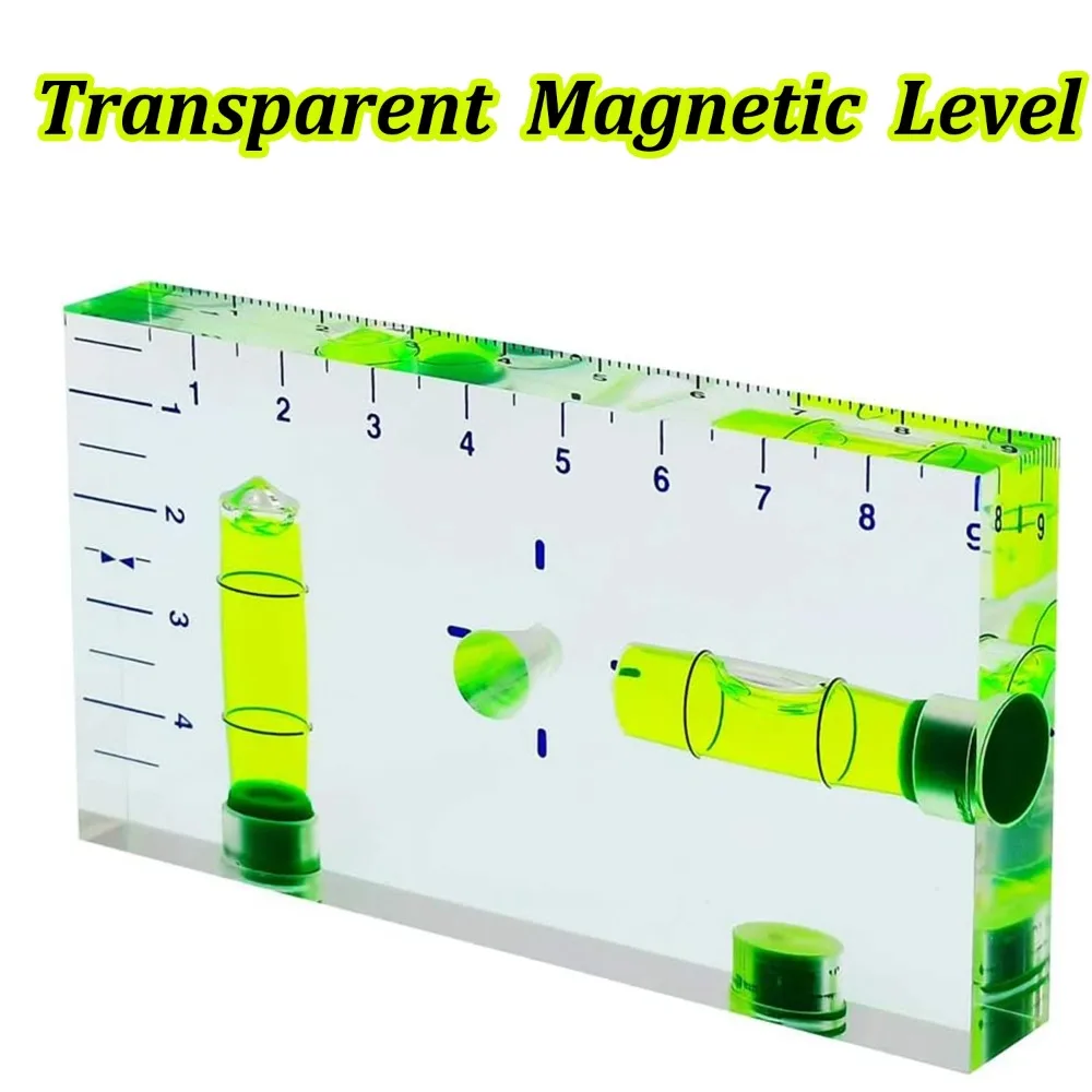 Transparent Cuboid High Precision for T Level Integrated Small Household Magnetic Level Bubble Level 95x51x13mm Durable Dropship