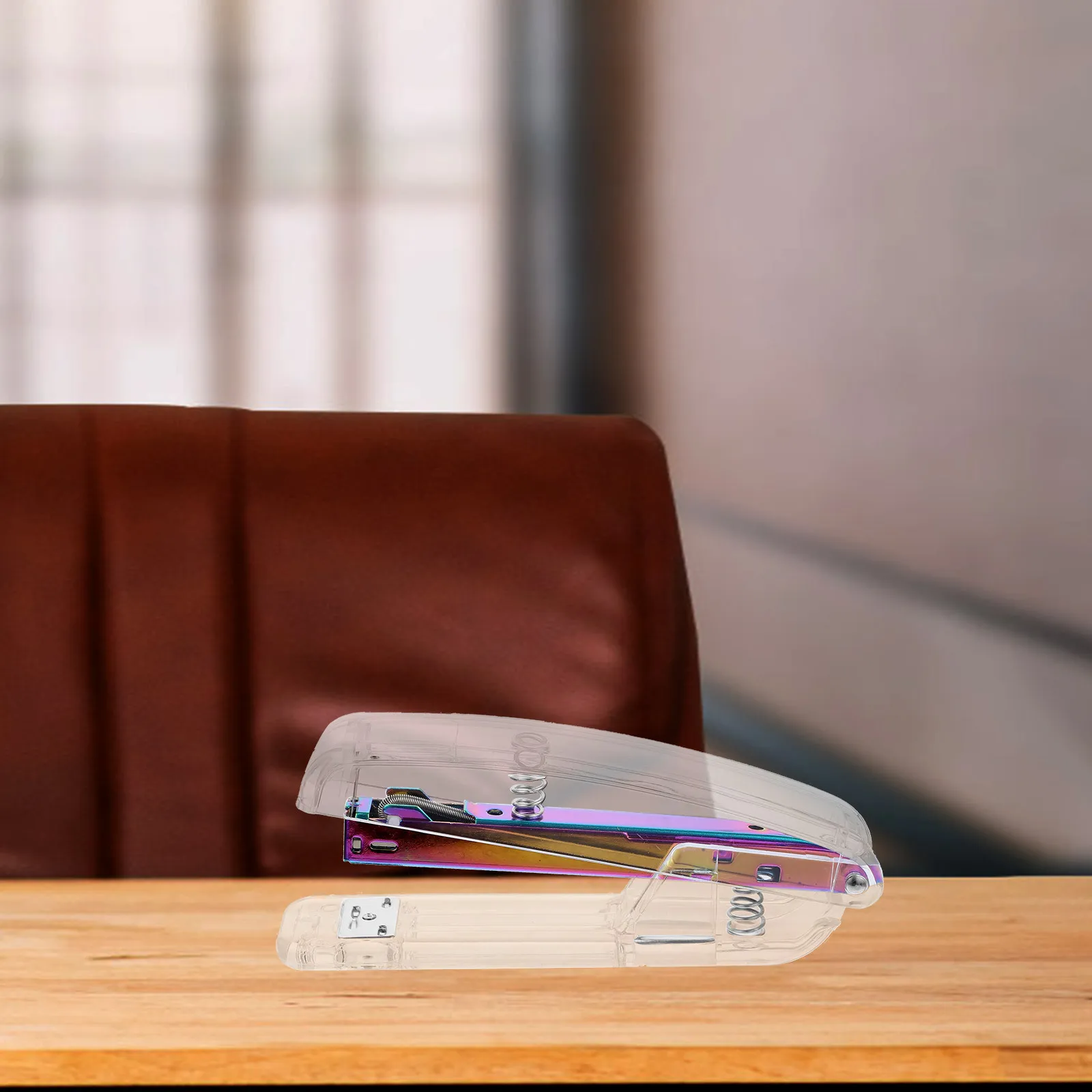 Plastic Transparent Stapler Clear Handheld Stapler for Office Home School Practical Compact Staplers for Desk Students