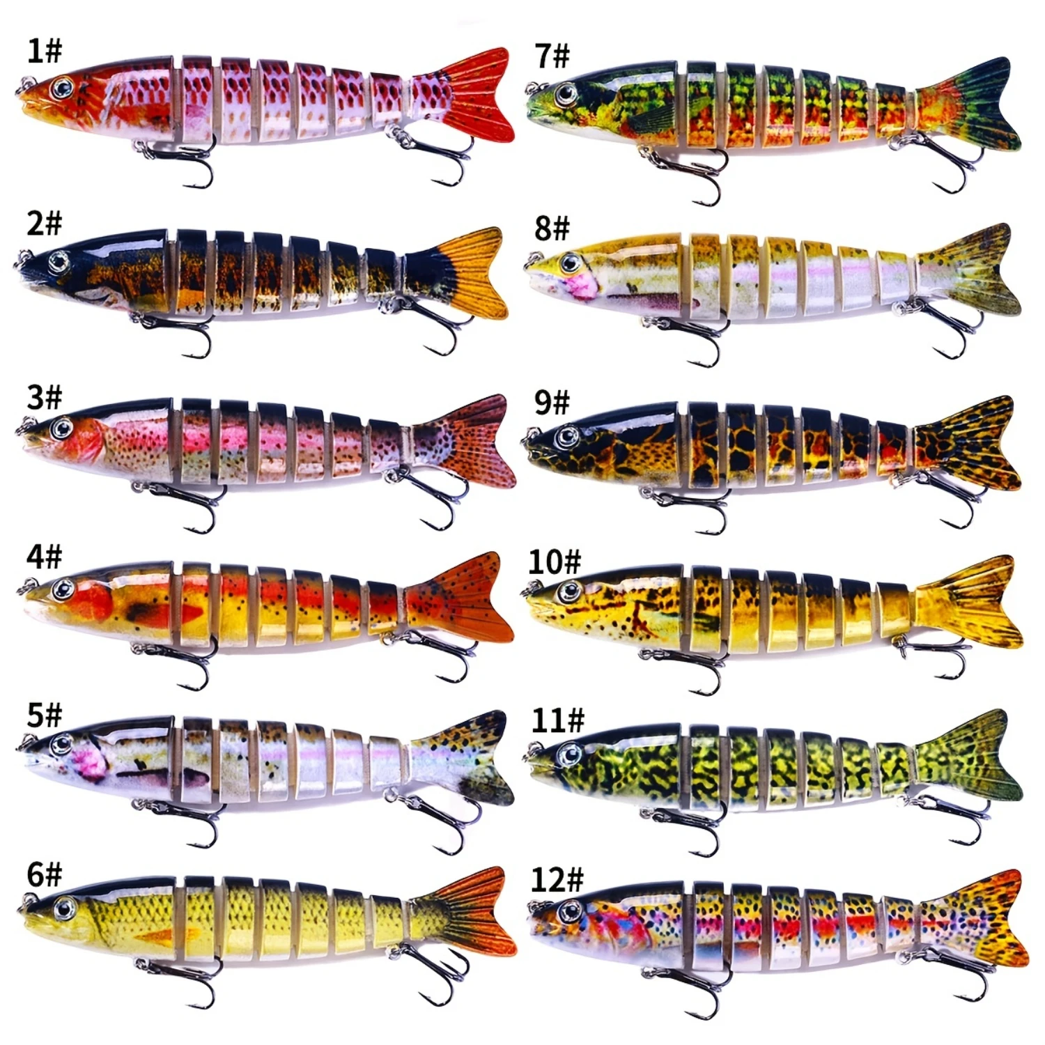 12pcs Sinking Jointed Bait Fishing Lures Box Kit - 5.04in (12.8cm) 18g - Catch More Fish!