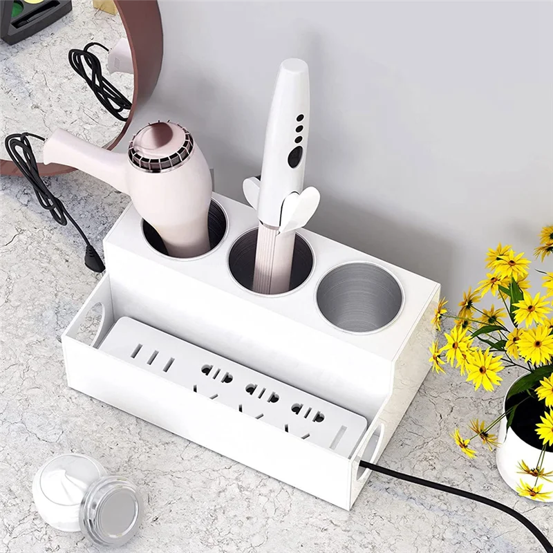 

AB08-органайзер для инструментов для волос, акриловый настольный фен и держатель для укладки, туалетные принадлежности для макияжа, подставка для хранения туалетного столика с чашками C Dur