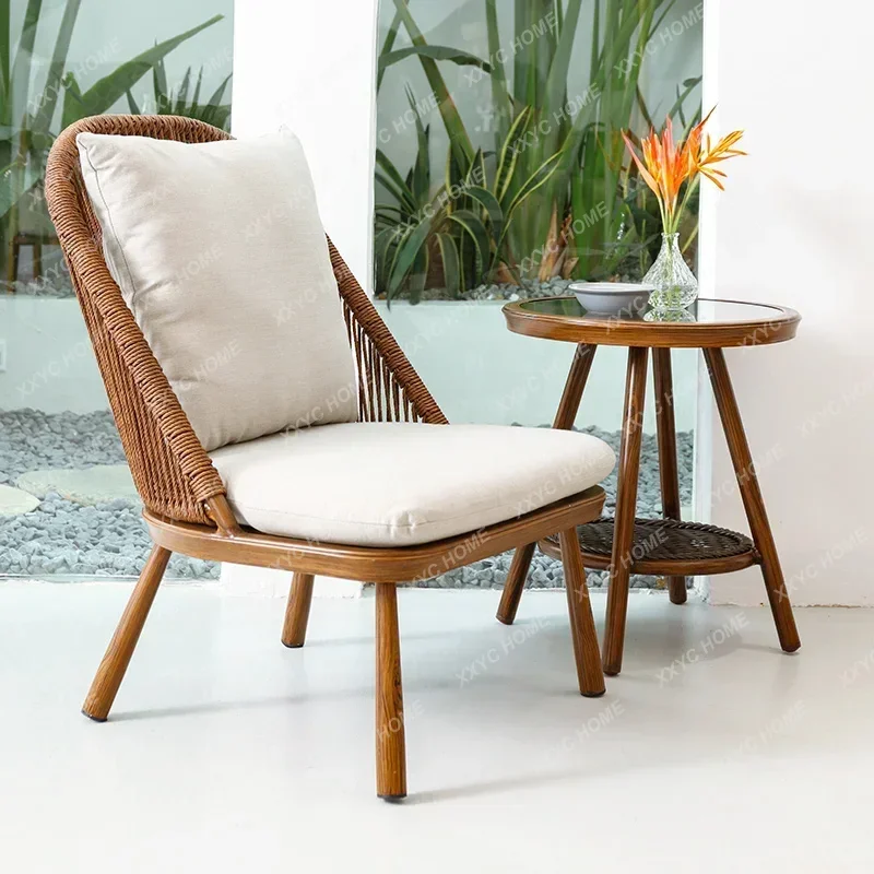 

new zq Three-Piece Set Home Table-Chair Set Modern Minimalist a Table and Two Chairs Rattan Chair Small Table and Chairss