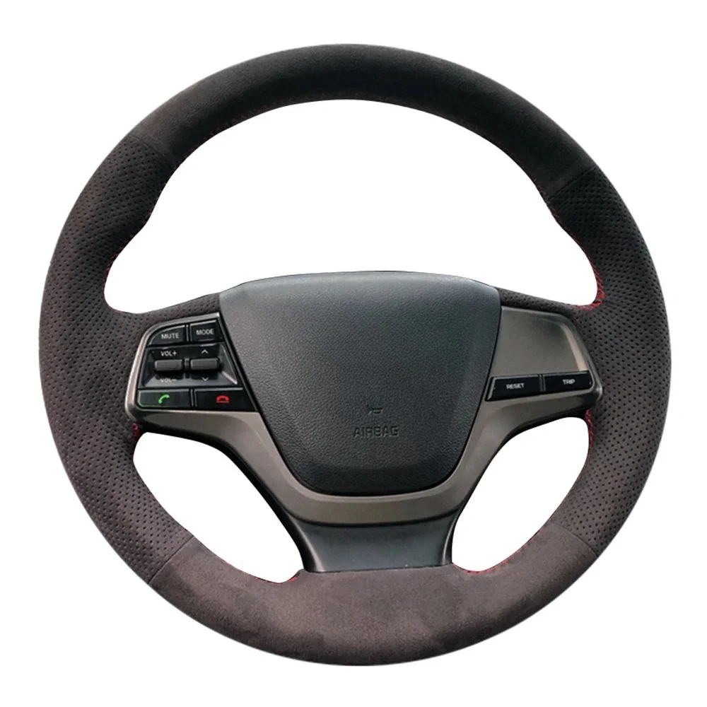 Customize Comfortable Suede Leather Car Steering Wheel Cover For Hyundai Elantra 4 2016 2017 2018 Solaris Accent Car Accessories