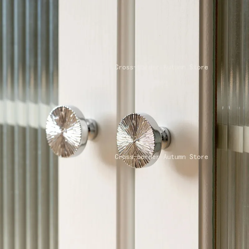 Solid Brass Modern Minimalist Furniture Handle Bright Polished Finish Cabinet Door Knob Single-Hole Design Round Knob