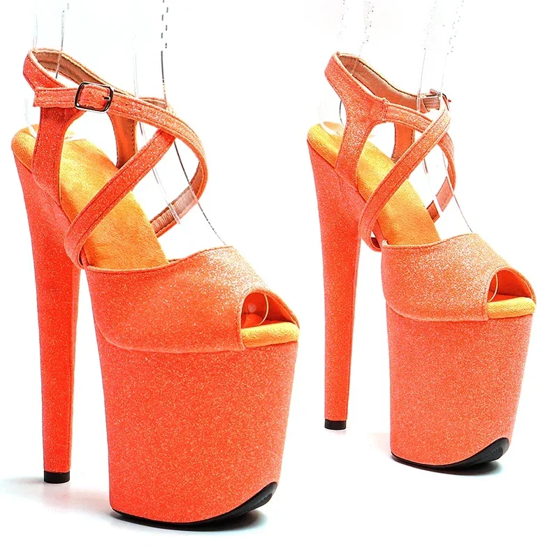 Leecabe 20cm/ 8inches  glitter Upper New  Fashion trend  platform  high heel sandals  stripper heel pole dance shoes