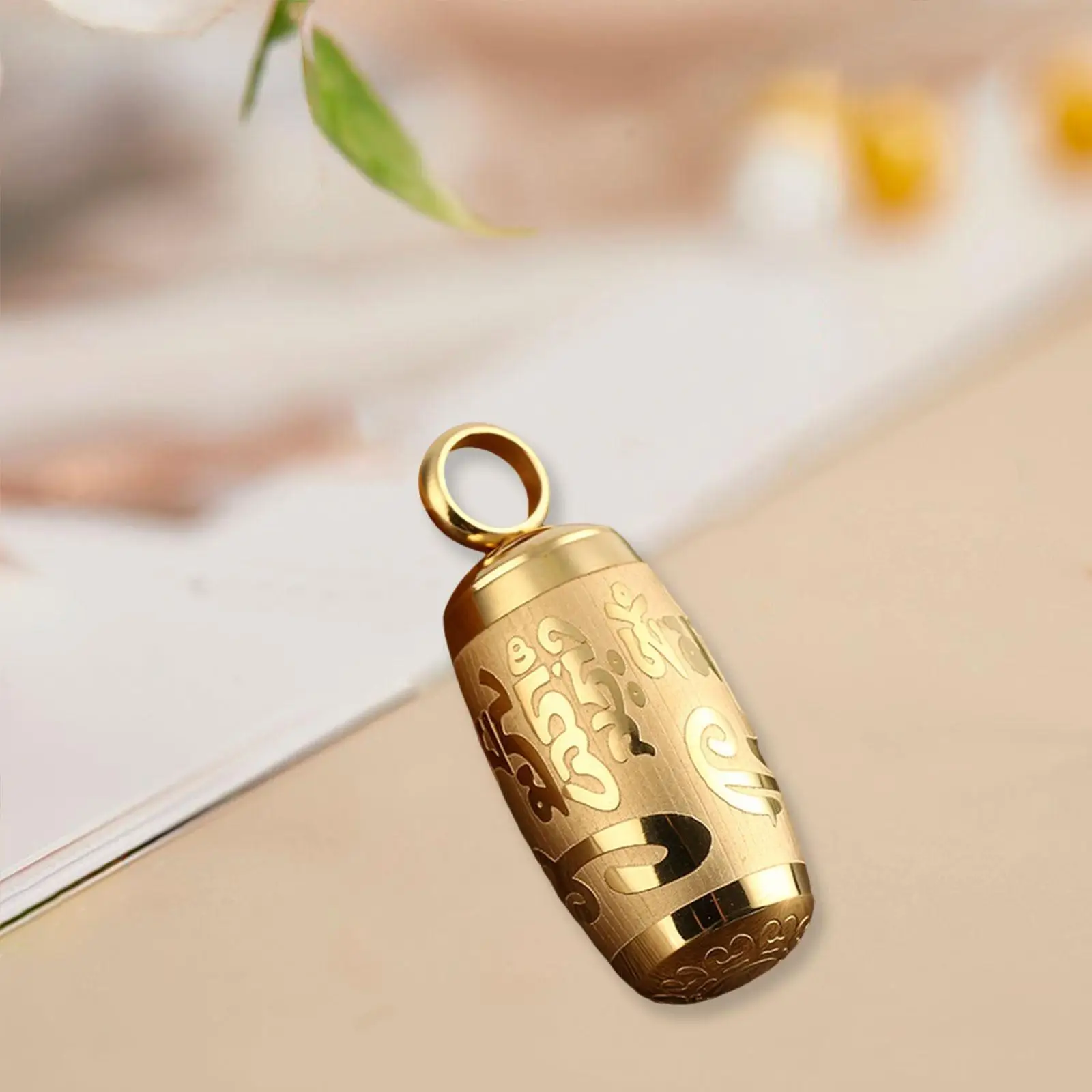 Openable Cylinder Pendant Tibetan Buddhist Necklace Titanium Steel Six Word Proverbs Engraved Cremation Urn Container Keepsake