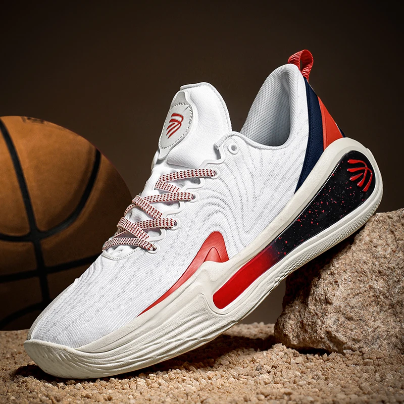 Soft cushioned basketball sneakers lightweight wear resistant outsole non minimalist solid color men outdoor training footwear