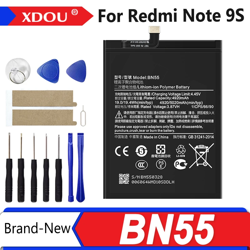Brand New BN55 5020mAh Battery For Xiaomi Redmi Note 9 S Note 9S Note9S Phone Replacement Batteries +Tools