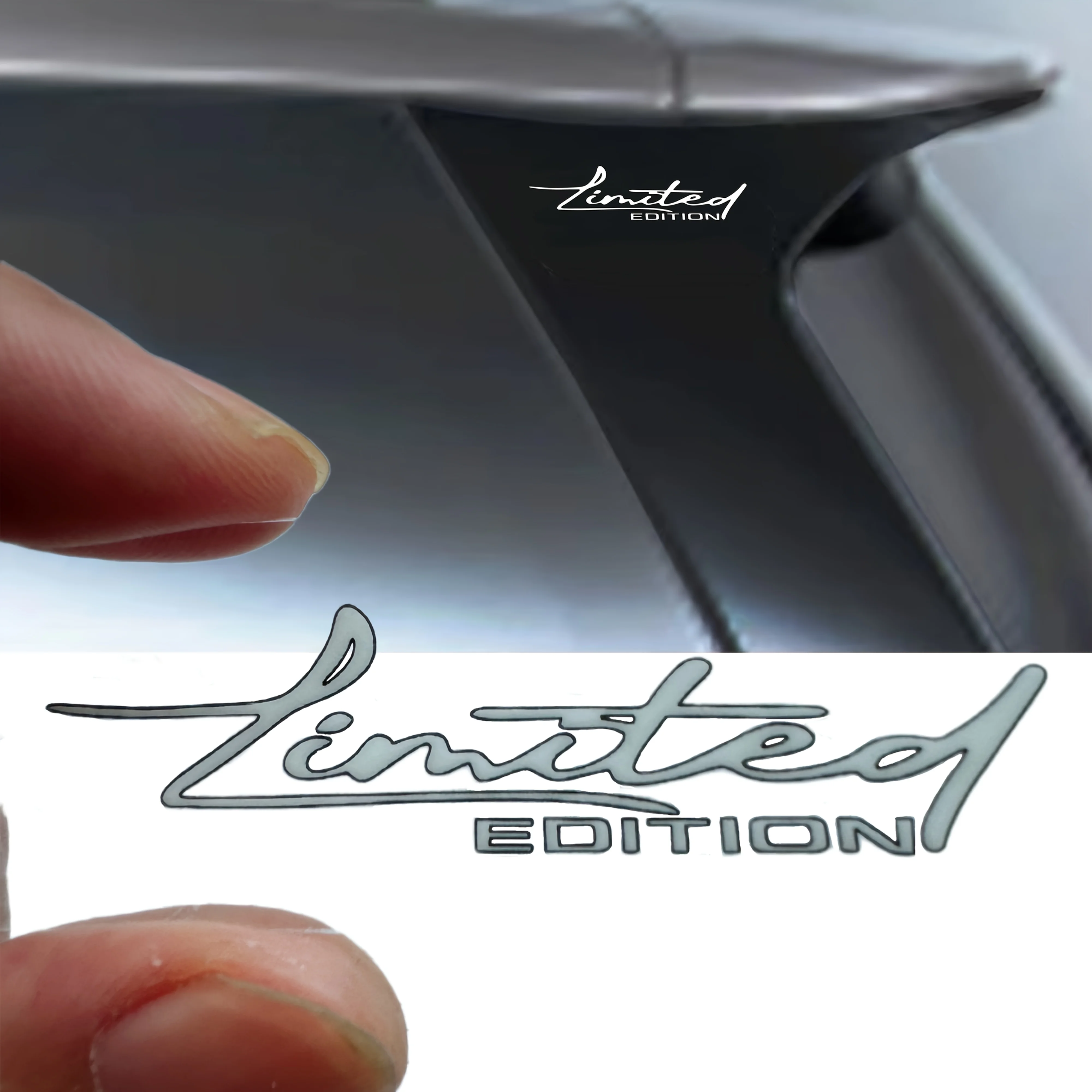 Silver Signature Style Sticker Set 4pcs Special Edition Vinyl Decal Waterproof Car Body Window Decoration Accessory