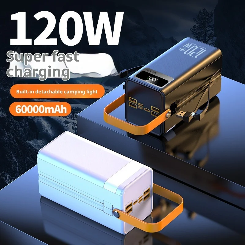 

Power bank 60000 mAh super large capacity 120W super fast charging shared outdoor camping live broadcast mobile power supply