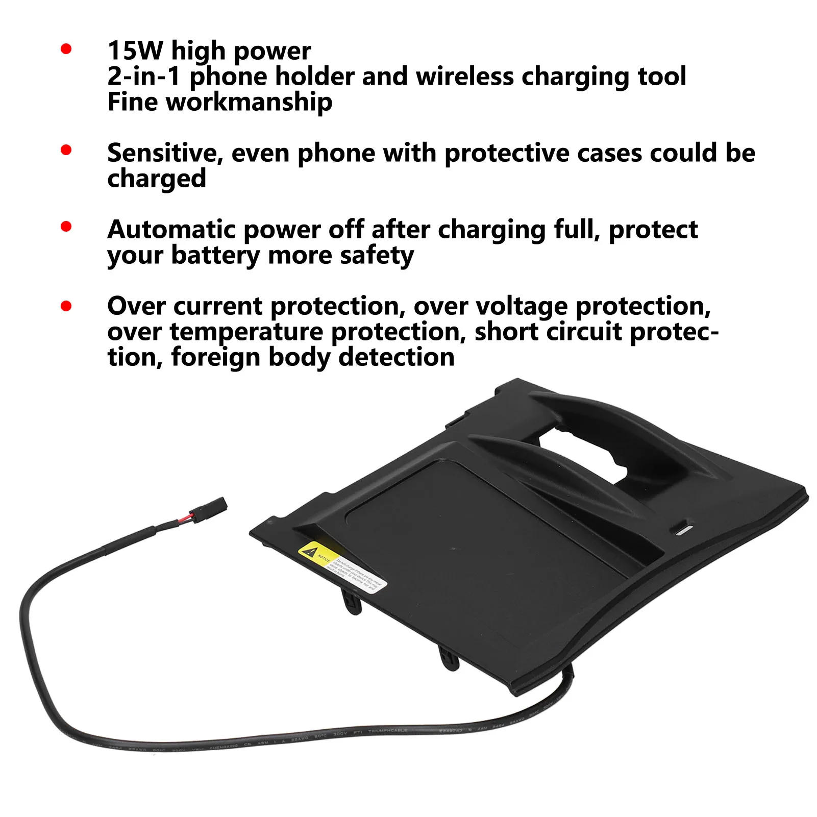 

15W Wireless Car 2‑in‑1 Phone Holder Charging Device Fit for X‑Trail 2019‑2020 Wireless Charging Adapter