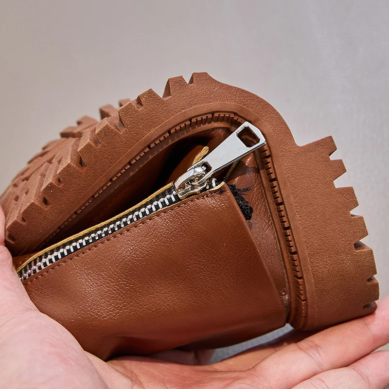 Kinder Herbst Winter Chunky Heel Reitstiefel Mädchen Studenten Gürtelschnalle Rutschfeste Modische Stiefel Vintage Plissierte Warme Lange Stiefel – Detail 12