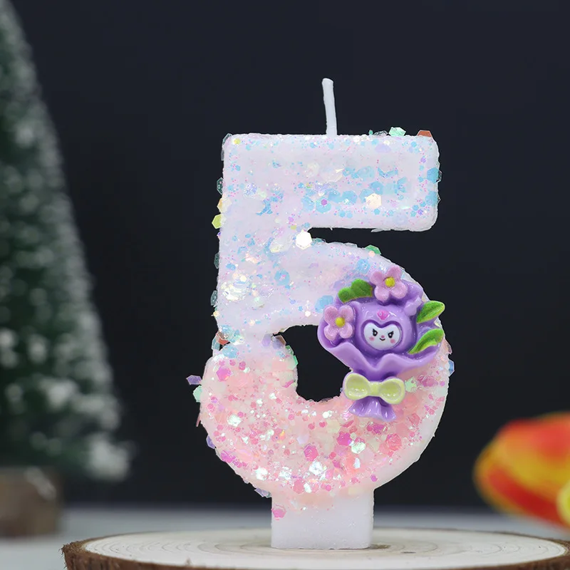 Creative Handmade Children's Birthday Party Digital Candles Birthday Cake Decoration Sequins Digital Candles